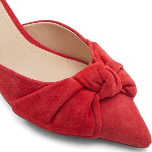 Women's Bow Suede Leather Pump Shoes Draper James Red Pointed Toe Size6 $99 - Picture 1 of 10